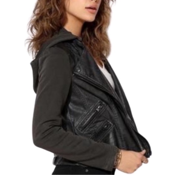SILENCE AND NOISE Women's Vegan Leather Moto Jacket￨Size Large - Picture 3 of 16